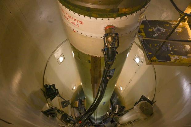 Replica of a Minuteman III Intercontinental Ballistic Missile