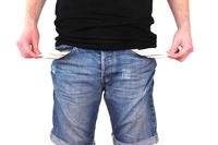 man turning out pockets